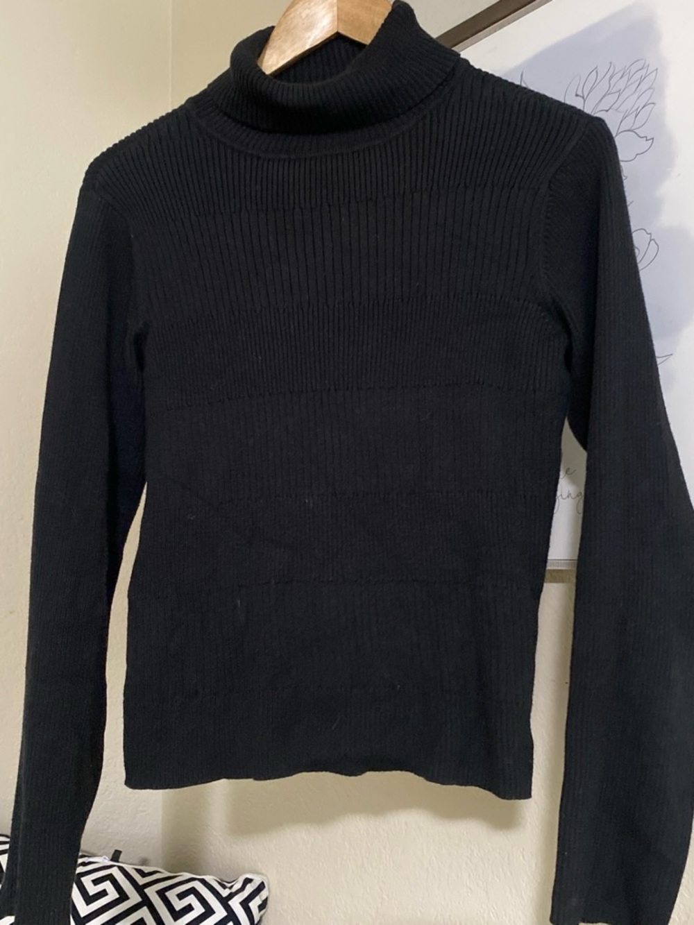 Caslon Black Ribbed Turtleneck Sweater